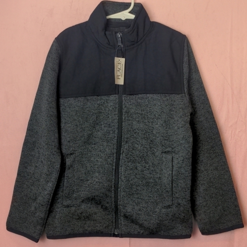 The Children's Place Unisex Blue Fleece Full Zip Jacket with Pockets size Medium